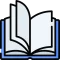 Ilustración de libro abierto con páginas en blanco.